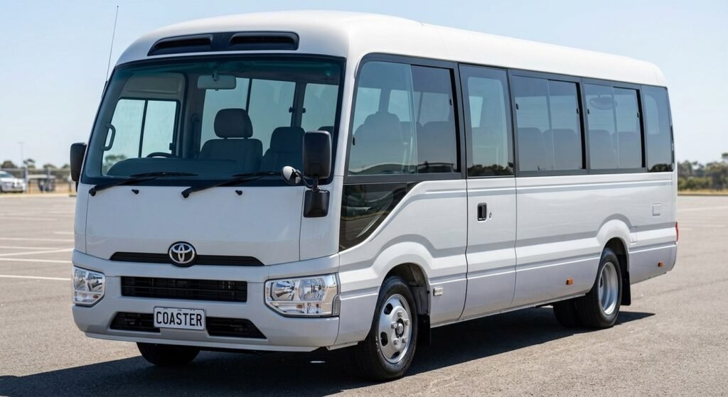 Toyota Coaster 15-seat minibus for Umrah groups, Holy Transport